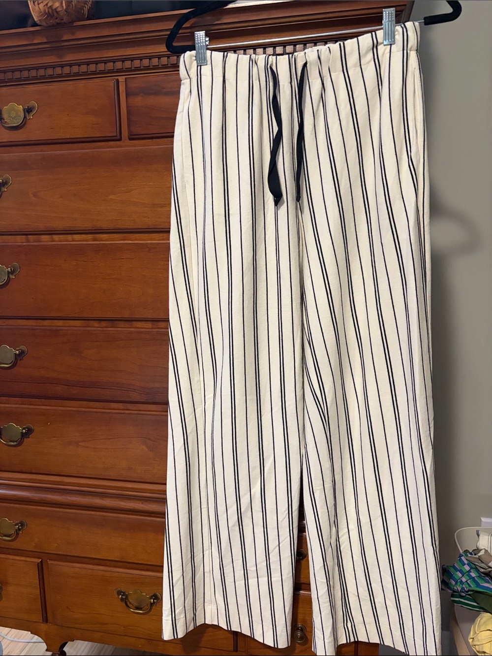 TELA White and Black Vertical Stripe Wide Leg Pants